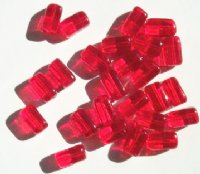 25 11x6mm Transparent Red Glass Rectangle Beads